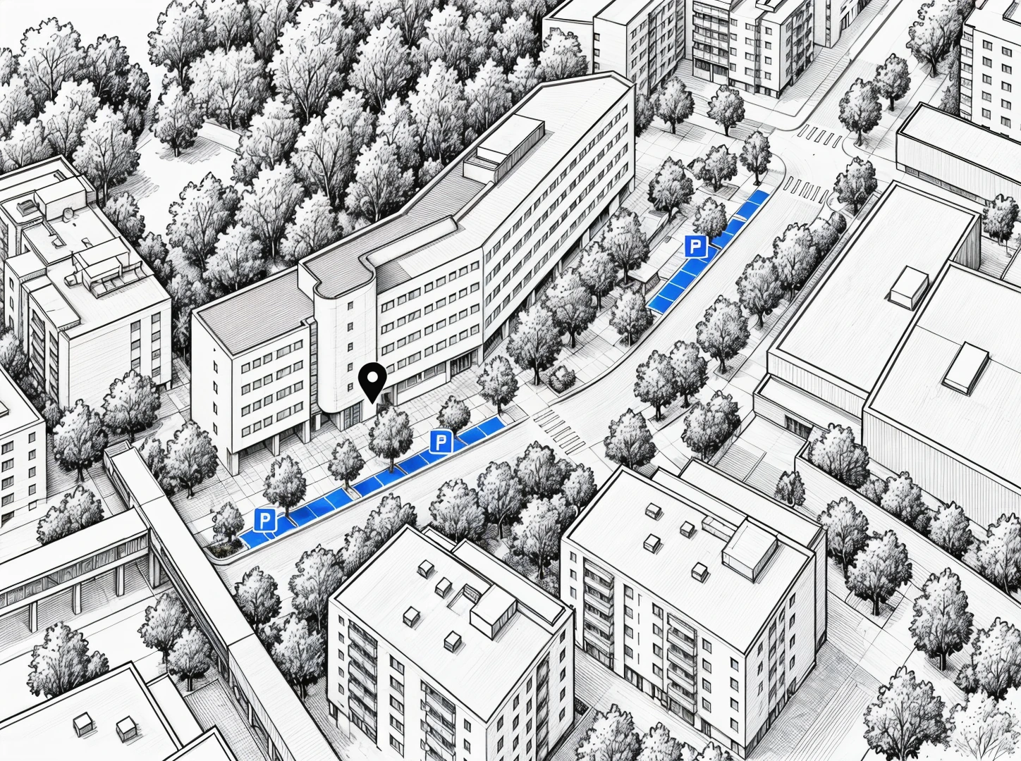 Free two-hour parking area near Kinosura Creative Studio